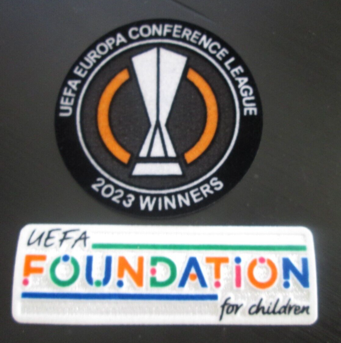 West Ham UEFA Conference Winners Europa League 2023 & UEFA Patch Badge UK stock