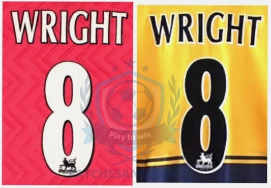 WRIGHT #8 1997-1999 Player Size Premier League Black or white Nameset  UK STOCK