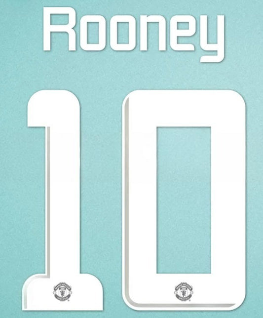 Rooney #10 Manchester United Player Size Champions 2013-14 League white Nameset