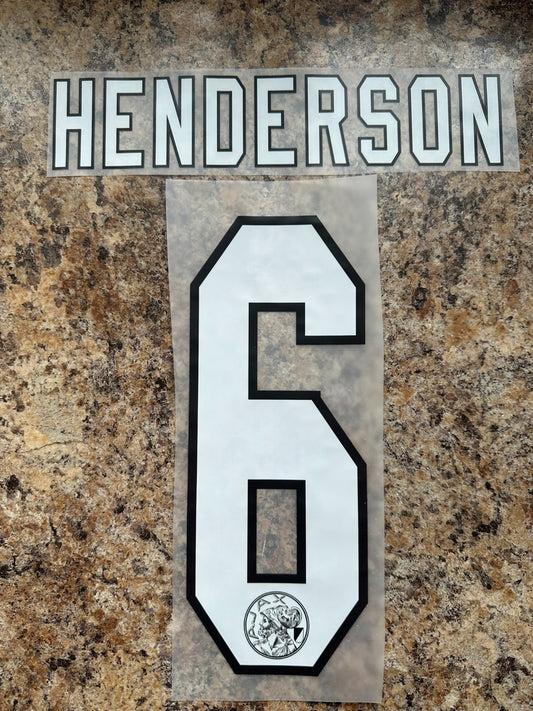 Henderson  #6 2024-2025 Home Ajax  Player Size Nameset UK stock
