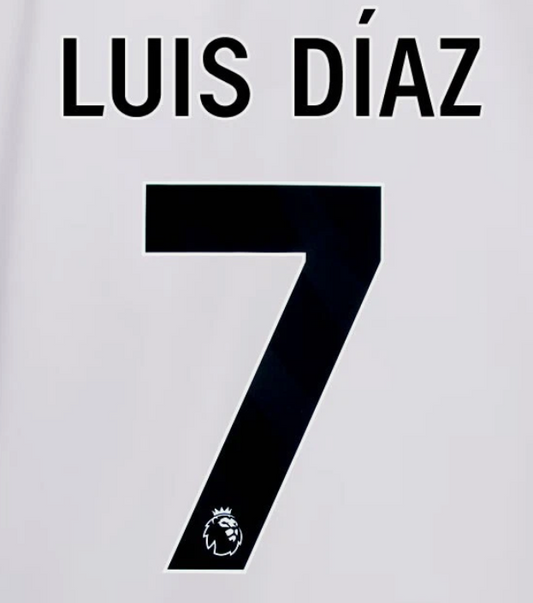 LIVERPOOL 2017-2024 Luis Diaz 7 Black PLAYER SIZE nameset