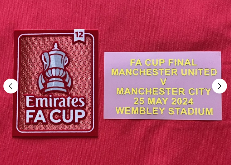 12 x Fly Emirates Fa Cup patch details player Iron On Manchester u badge 2025