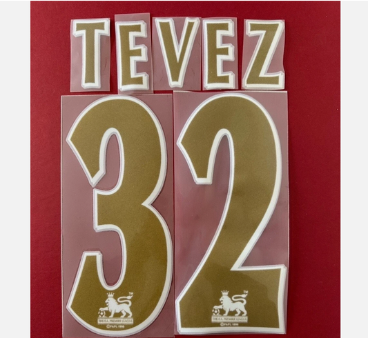 TEVEZ #32 2006-2007 Player Size Premier League GOLD FELT Nameset West Ham