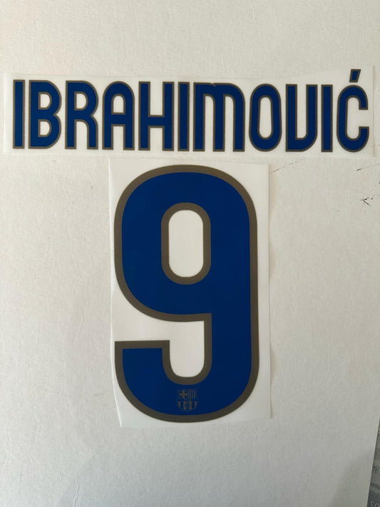 Ibrahimovic #9 2008-2010 Barcelona  Player Size Blue Gold Nameset UK stock