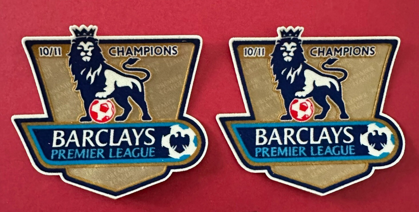 Pair of 2010-2011 Champions Premier League patch player size Iron Manchester Utd
