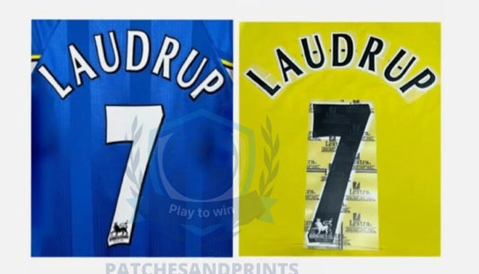 1997-2007 Black White Laudrup 7 Chelsea EPL Player Size Premier League Nameset