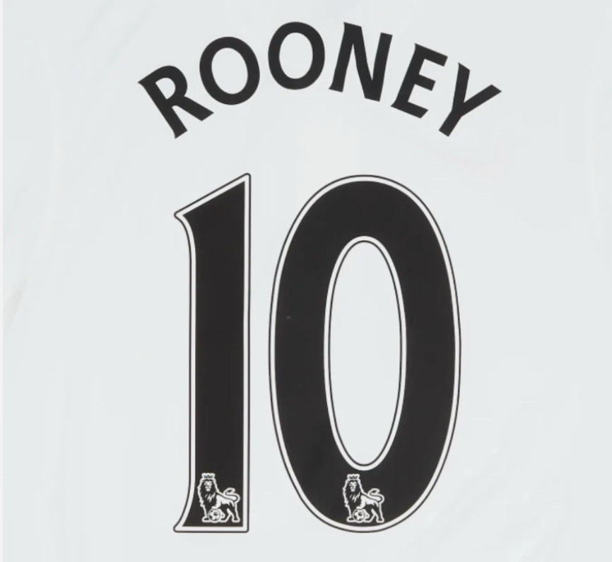 Rooney 10 2008-2017 EPL NAME AND NUMBER SET, Home Away Manchester united nameset