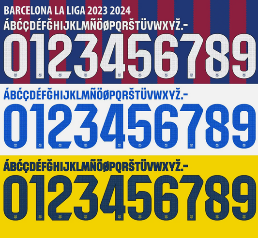 Choose Name Number Set For Barcelona La Liga 2023/2024 Home Away Football Soccer