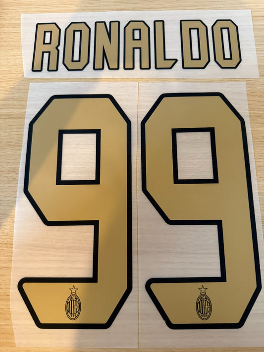 Ronaldo  #99 2006-2007 Ac Milan  Player Size Gold Nameset UK stock