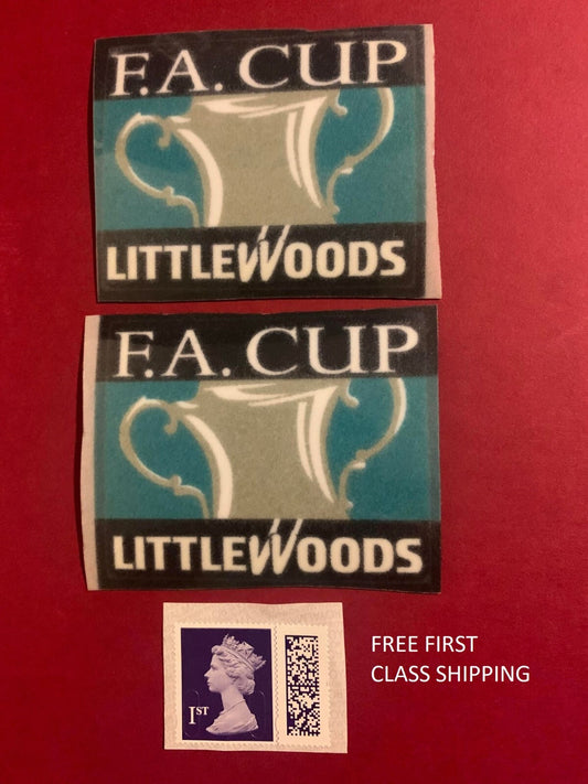 Pair of Littlewoods Fa Cup patch player size  Iron On Heat Press badge UK STOCK