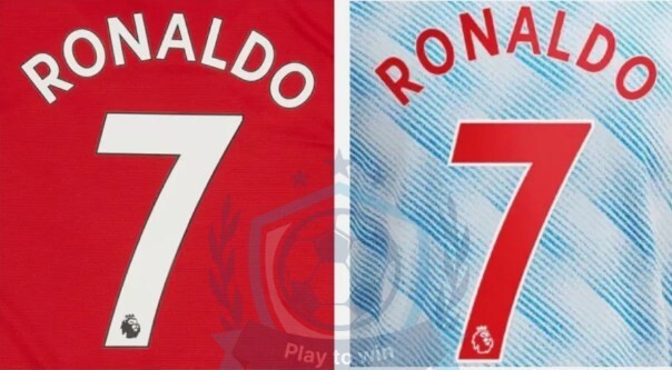 Ronaldo 2021-2022 EPL NAME AND NUMBER SET, Home Away Manchester united UK