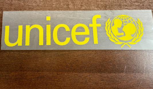 Barcelona Unicef REAR Sponsor Home Patch yellow Plastic Repro for Football Shirt