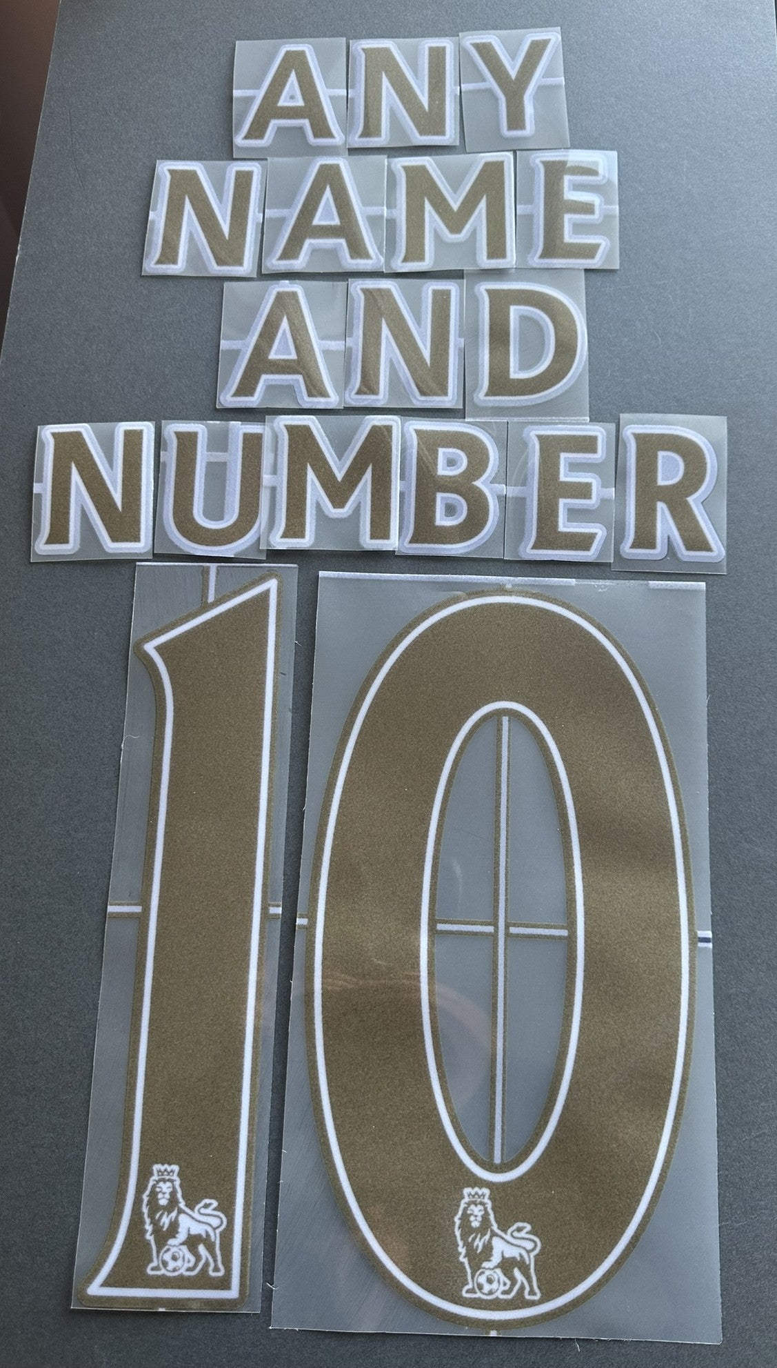 2007-2013 Any Name and Number Premier League GOLD Flock Felt nameset EPL printing  for Football Shirt