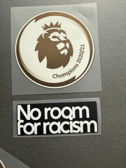 Premier League 2020-2021 Champions and No Room for Racism sleeve patch set for football shirt