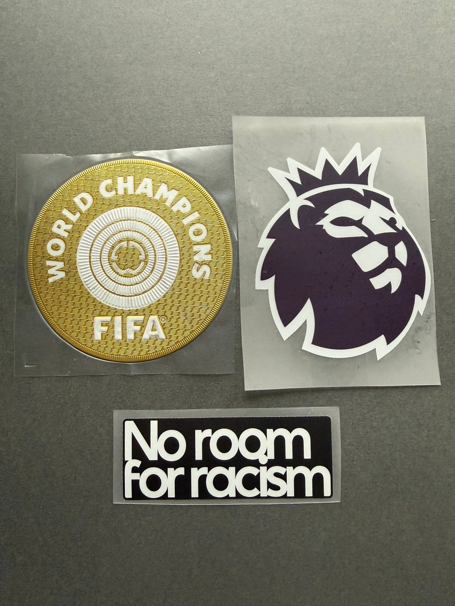 Chelsea Club World Cup Champion, Premier League and No Room for Racism 2025-2026 sleeve patch set for football shirt