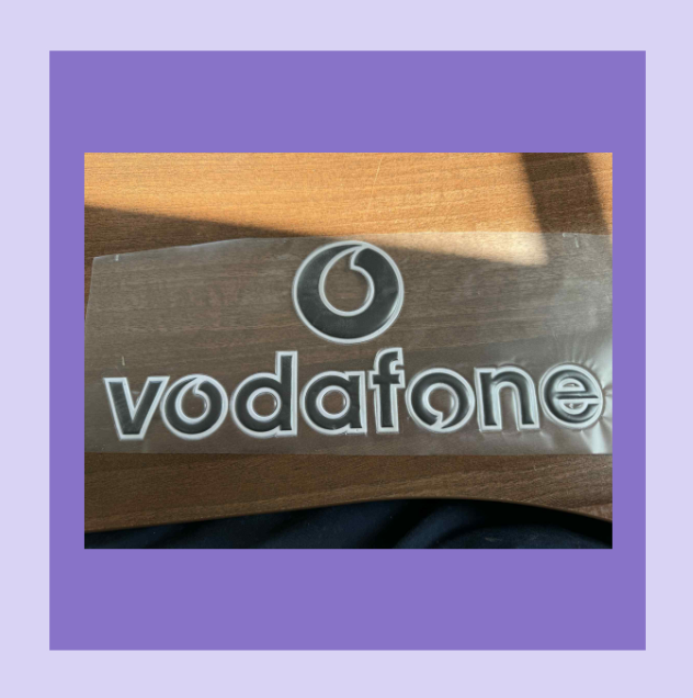 Vodafone Man Utd Sponsor Home Patch White blk Flock 3D Repro for Football Shirt