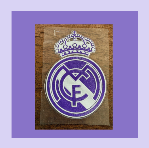 La Liga Real Madrid Purple White Silicon Iron On Patch Badge 75 x 50mm for Football Shirt