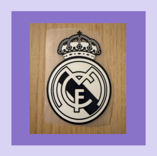 La Liga Real Madrid Black White Silicon Iron On Patch Badge 75 x 50mm for Football Shirt