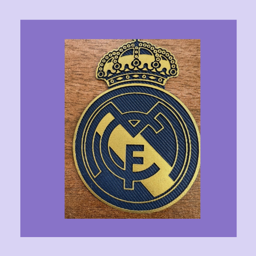 La Liga Real Madrid Gold Black Silicon Iron On Patch Badge 75 x 50mm for Football Shirt