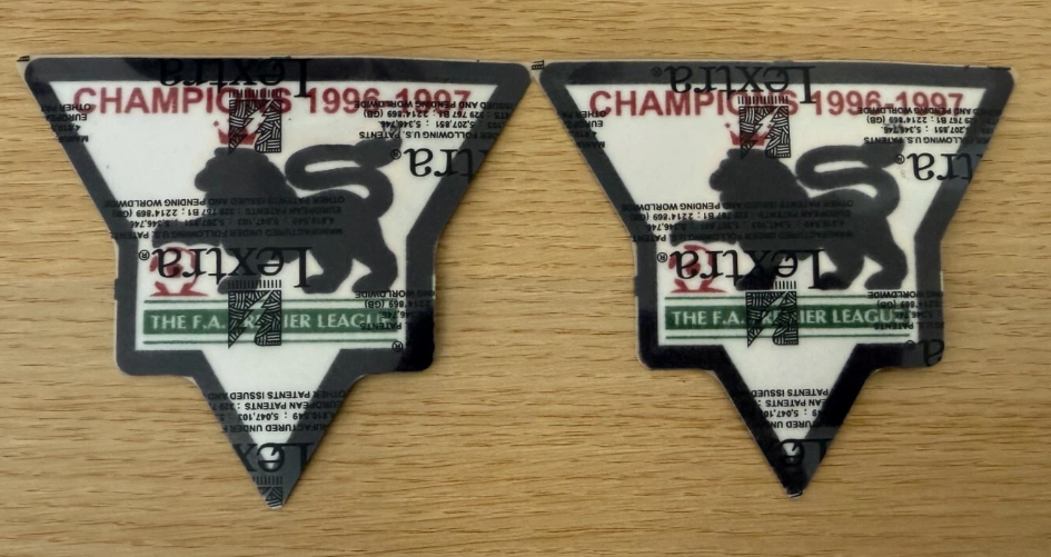Pair of 1996-1997 premier league champions patch player size Iron On man utd