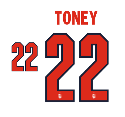 Toney #22 England 2026 Home Name and Number for Football Shirt